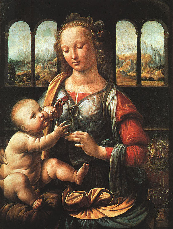  Leonardo  Da Vinci The Madonna of the Carnation
